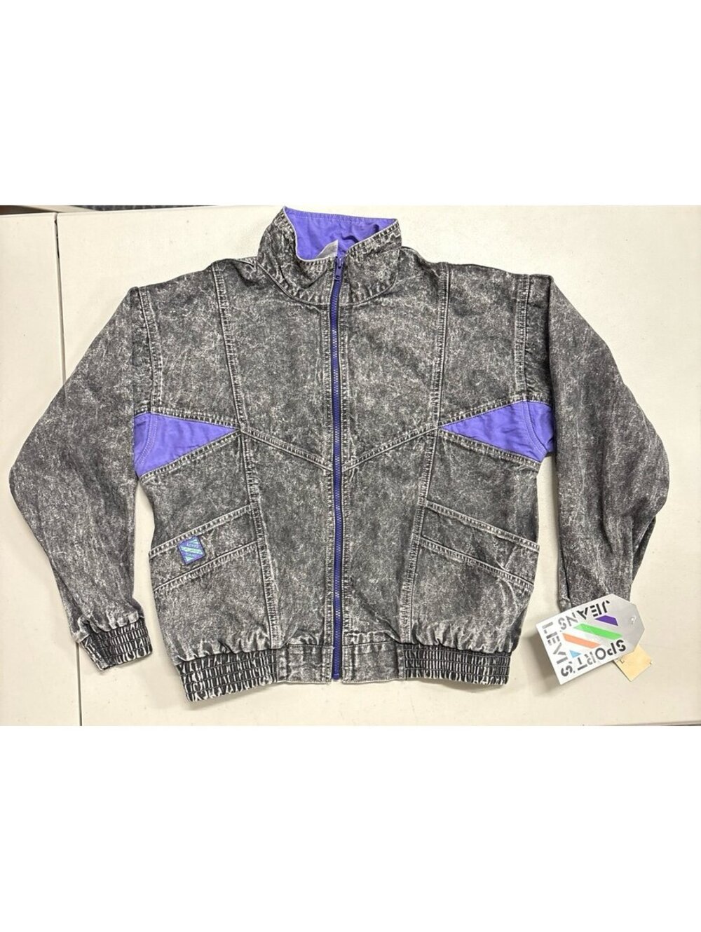 Vintage Levi's Sport Jeans Acid Wash Denim Jacket Colorblock NWT Boys Size L
